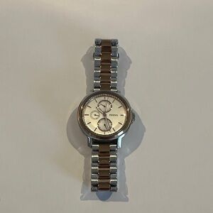 Fossil Silver and Brown Chronograph Watch
